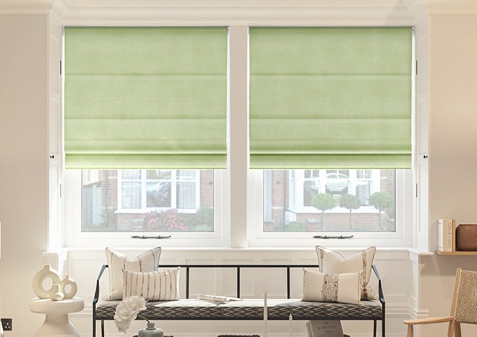 Florence Faux Suede, Green Leaf - Motorised Roman Blind - Image 3